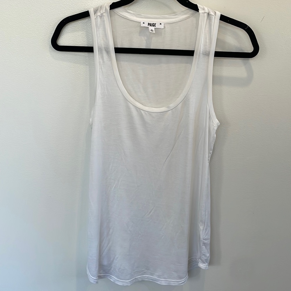 Paige white classic vacation casual scoop neck minimalist basic tank top XS